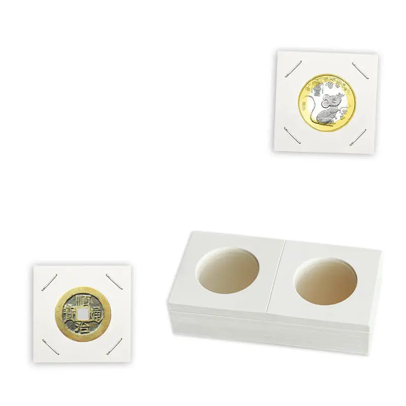 50PCS Square Cardboard Case Coin Album Commemorative Coin Paper Protective Clip Coin Supplies Storage 20.5/23/25/27.5/31.5/40mm