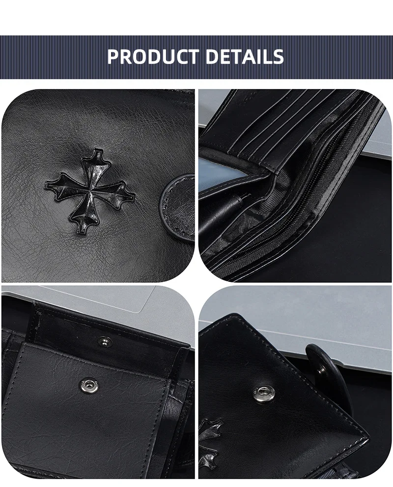 Baellerry Luxury Men's Short Wallet Vintage Logo Print Zipper Card Holder with Coin Pocket Male Purses