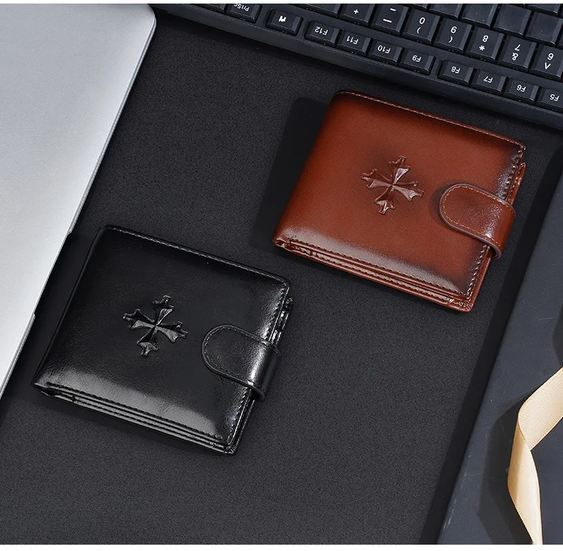Baellerry Luxury Men's Short Wallet Vintage Logo Print Zipper Card Holder with Coin Pocket Male Purses