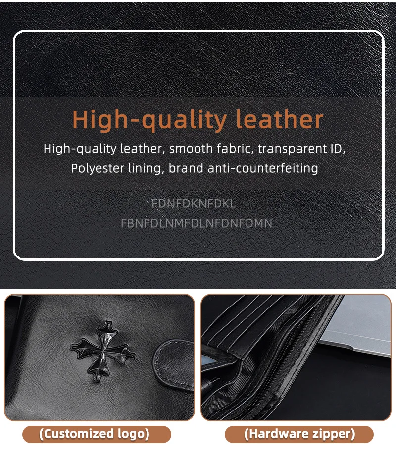 Baellerry Luxury Men's Short Wallet Vintage Logo Print Zipper Card Holder with Coin Pocket Male Purses