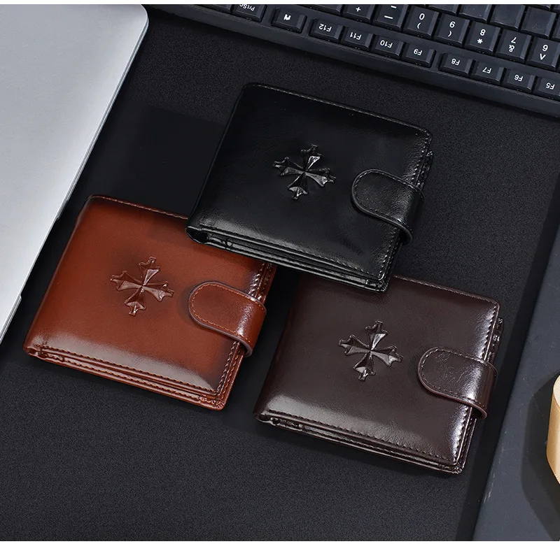 Baellerry Luxury Men's Short Wallet Vintage Logo Print Zipper Card Holder with Coin Pocket Male Purses