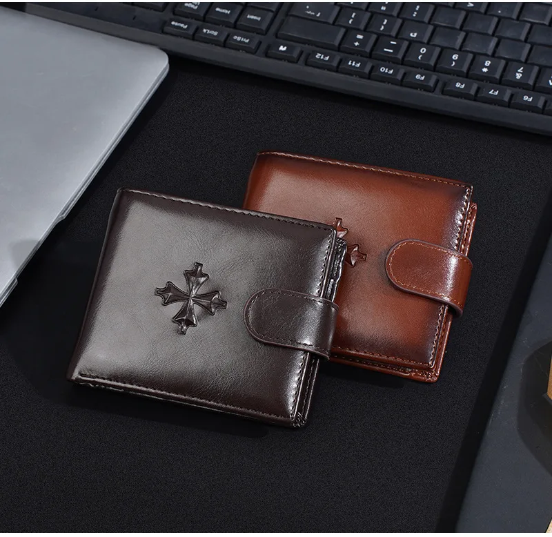 Baellerry Luxury Men's Short Wallet Vintage Logo Print Zipper Card Holder with Coin Pocket Male Purses