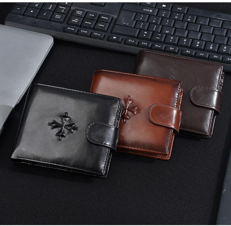 Baellerry Luxury Men's Short Wallet Vintage Logo Print Zipper Card Holder with Coin Pocket Male Purses