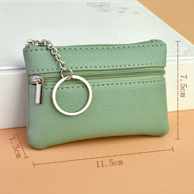 Mini PU Leather Wallet Coin Purse Key Bag Fashion Key Holder Pocket Card Storage Bag Multifunctional Zipper Coin Pouch