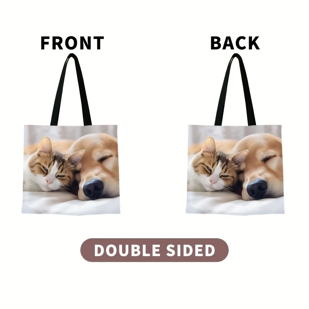 Custom Photo Tote Bag Personalized Reusable Grocery Shopping Shoulder Bag with Foldable Design Polyester Storage Pouch