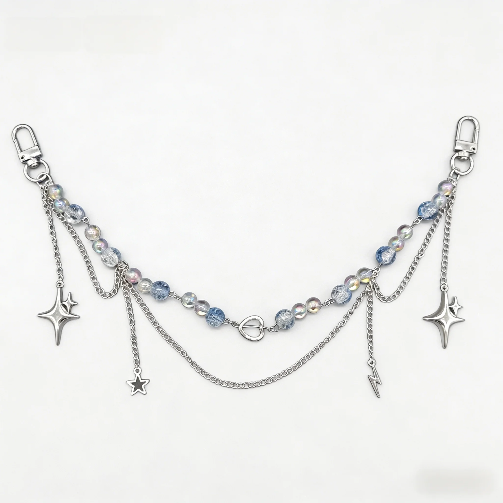 Adjustable Detachable ITA Bag Double Chain Star Heart Pendant DIY Bag Decorative Chain Pain Bag Charm Fashion Waist Chain