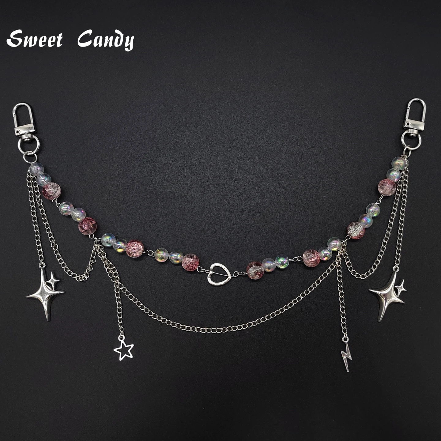 Adjustable Detachable ITA Bag Double Chain Star Heart Pendant DIY Bag Decorative Chain Pain Bag Charm Fashion Waist Chain