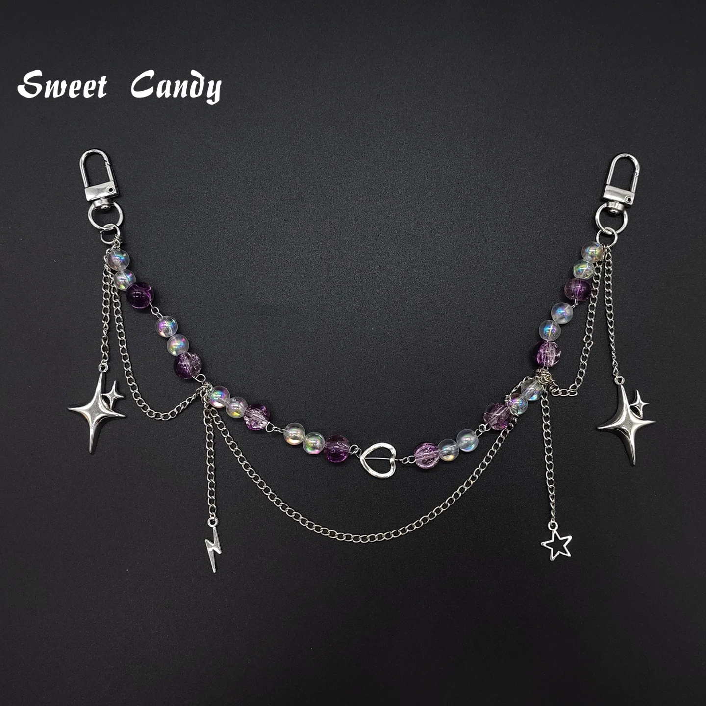 Adjustable Detachable ITA Bag Double Chain Star Heart Pendant DIY Bag Decorative Chain Pain Bag Charm Fashion Waist Chain