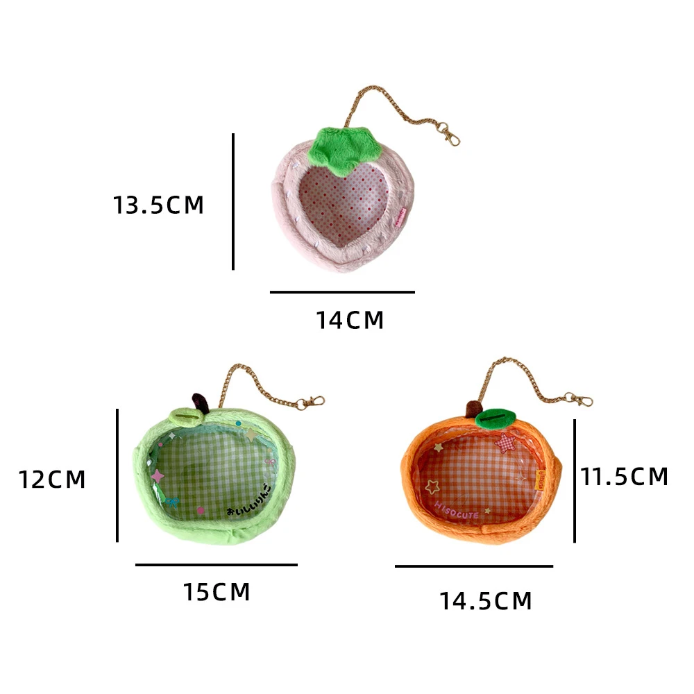 Cute Cartoon Plush Orange Strawberry Doll Storage Bag For Women Accessories Decor Pendant Figure Display Bag Girl Birthday Gifts