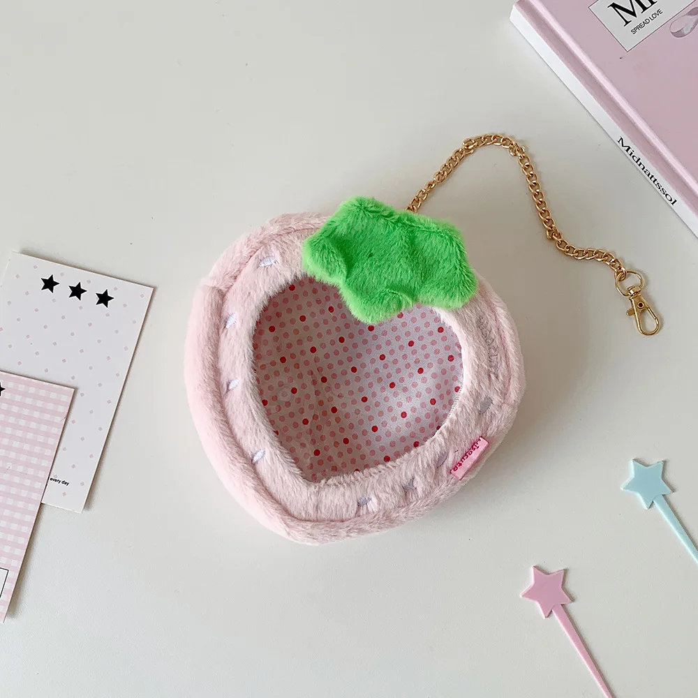 Cute Cartoon Plush Orange Strawberry Doll Storage Bag For Women Accessories Decor Pendant Figure Display Bag Girl Birthday Gifts