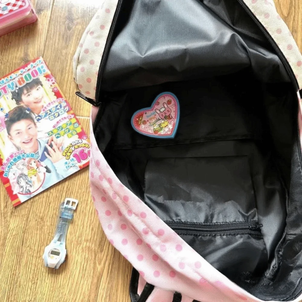 Kawaii Contrast Color Cat Dot Backpacks Patchwork High-capacity Preppy Schoolbags Shoulder Bag Students Girl Travel Book Bag