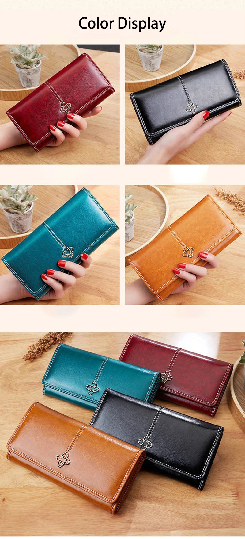 Fashion Women's Wallet Luxury Designer Long Purses for Women Cards Holder Wallets with Zip Coin Pocket Ladies Handbags