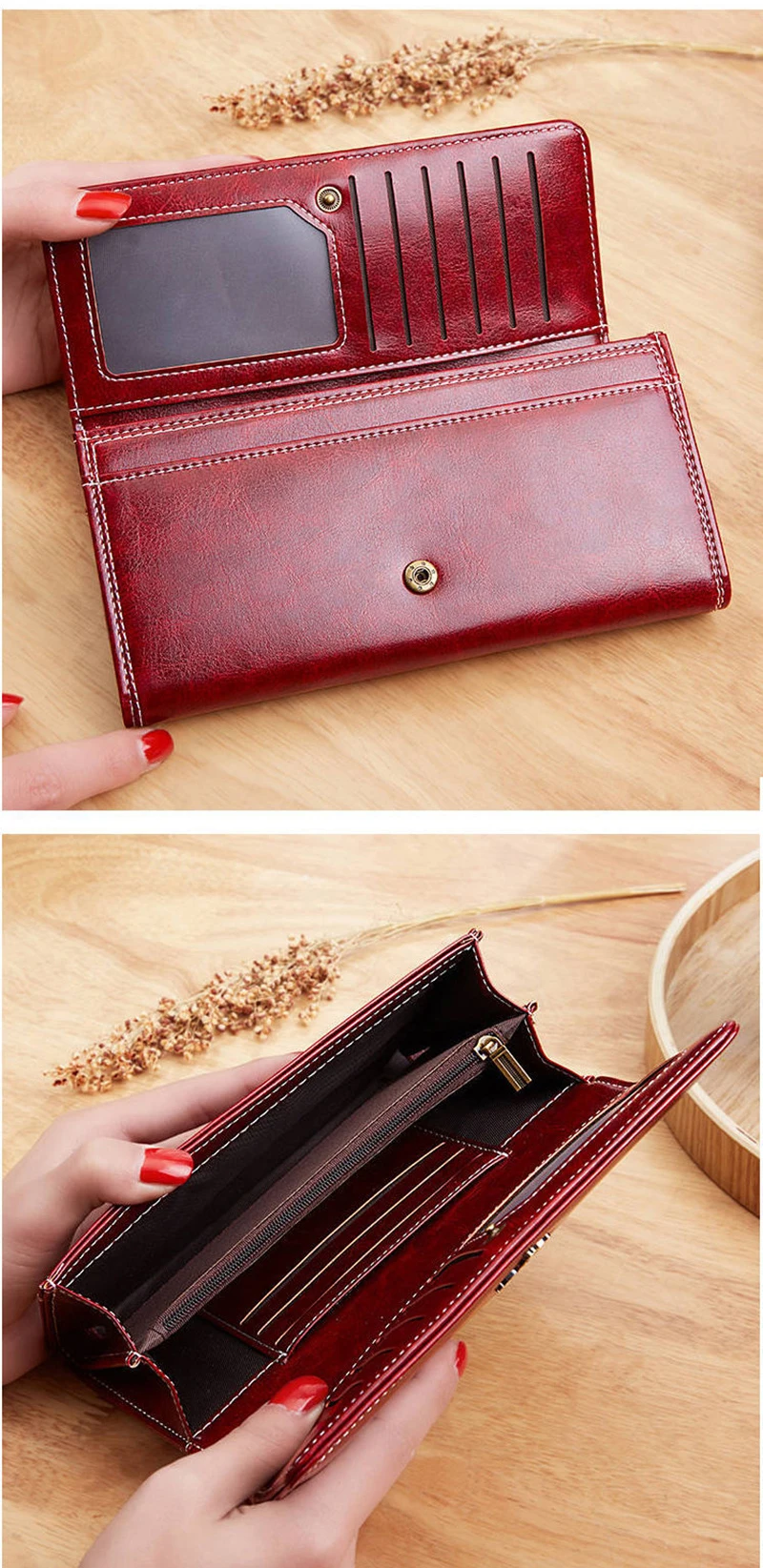 Fashion Women's Wallet Luxury Designer Long Purses for Women Cards Holder Wallets with Zip Coin Pocket Ladies Handbags