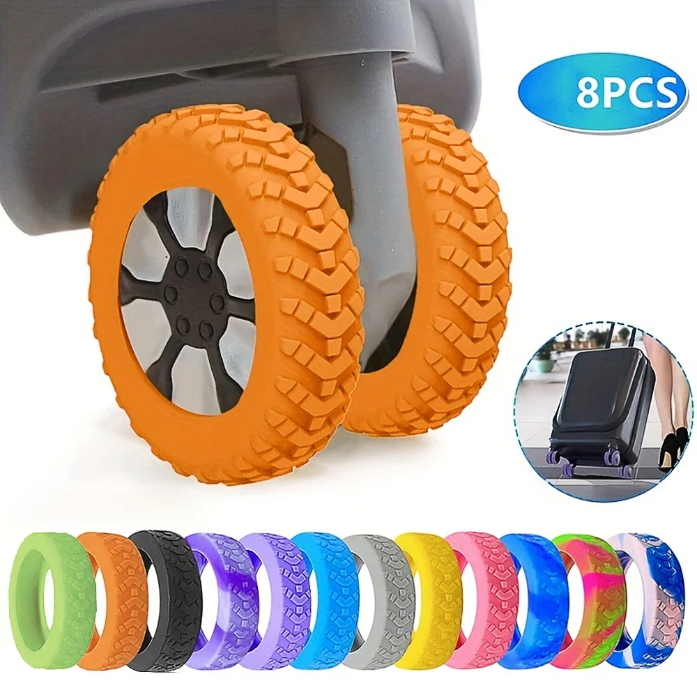 8PCS Luggage Wheels Protector Silicone Wheels Caster Shoes Travel Luggage Suitcase Reduce Noise Wheels Guard Cover Accessories