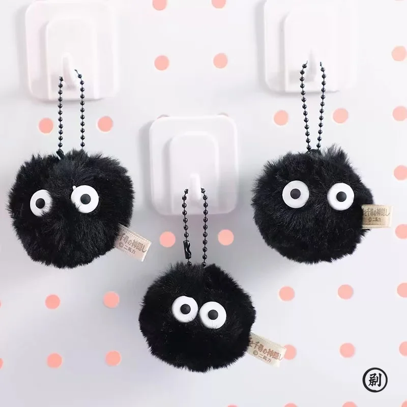 1/2/3/5/10pcs Coal Ball Figurines Keychains Accessories Cute Plush Black Coal Ball Cartoon Bag Pendants