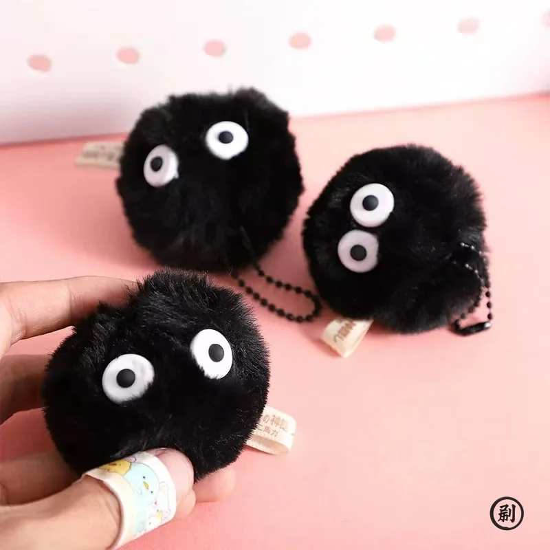 1/2/3/5/10pcs Coal Ball Figurines Keychains Accessories Cute Plush Black Coal Ball Cartoon Bag Pendants