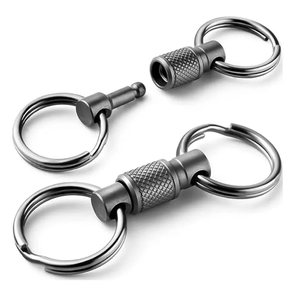 Double Headed Quick Release Keychain Aluminum Alloy Retractable Detachable Keychain Compact 360° Rotation Clip Pull Apart Buckle