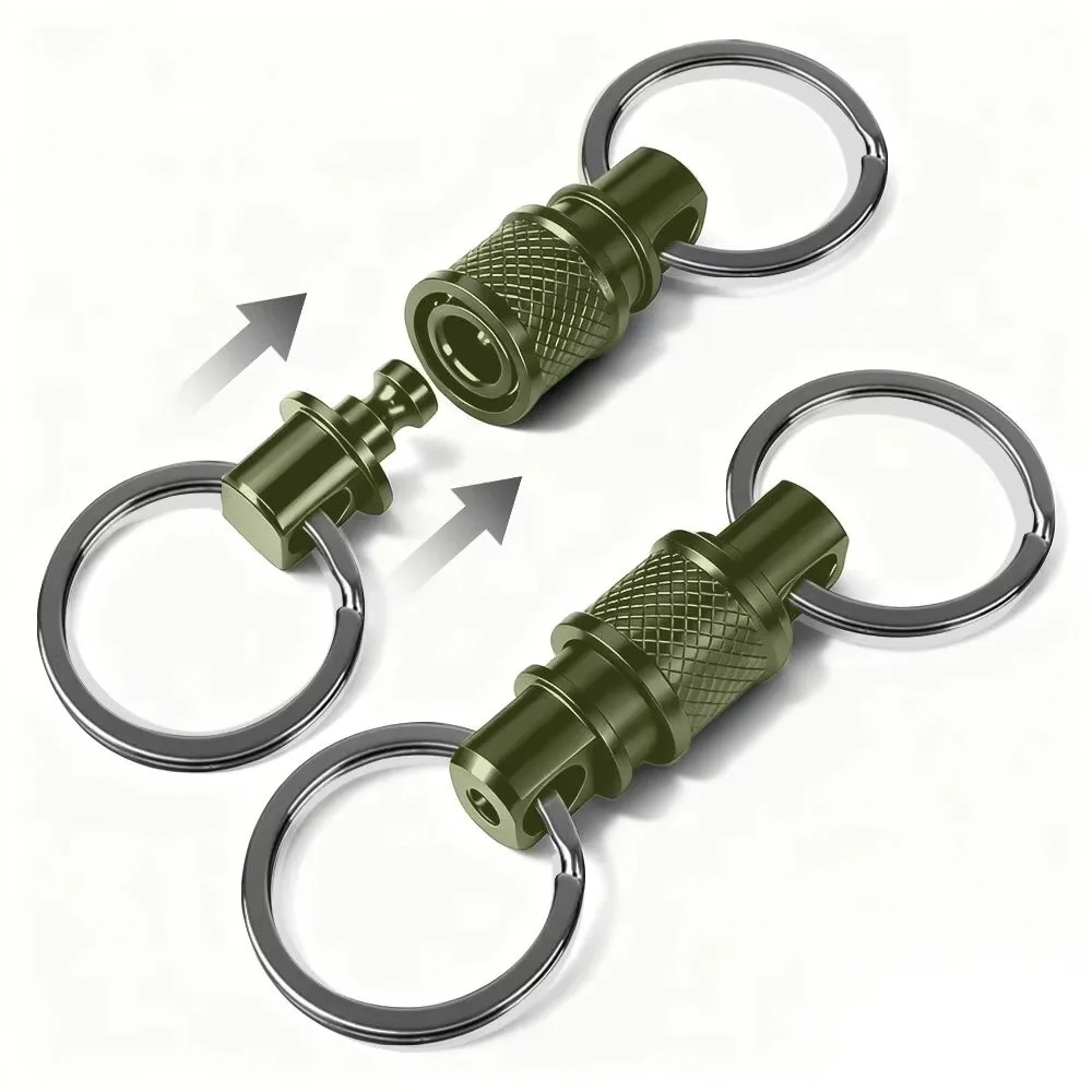 Double Headed Quick Release Keychain Aluminum Alloy Retractable Detachable Keychain Compact 360° Rotation Clip Pull Apart Buckle