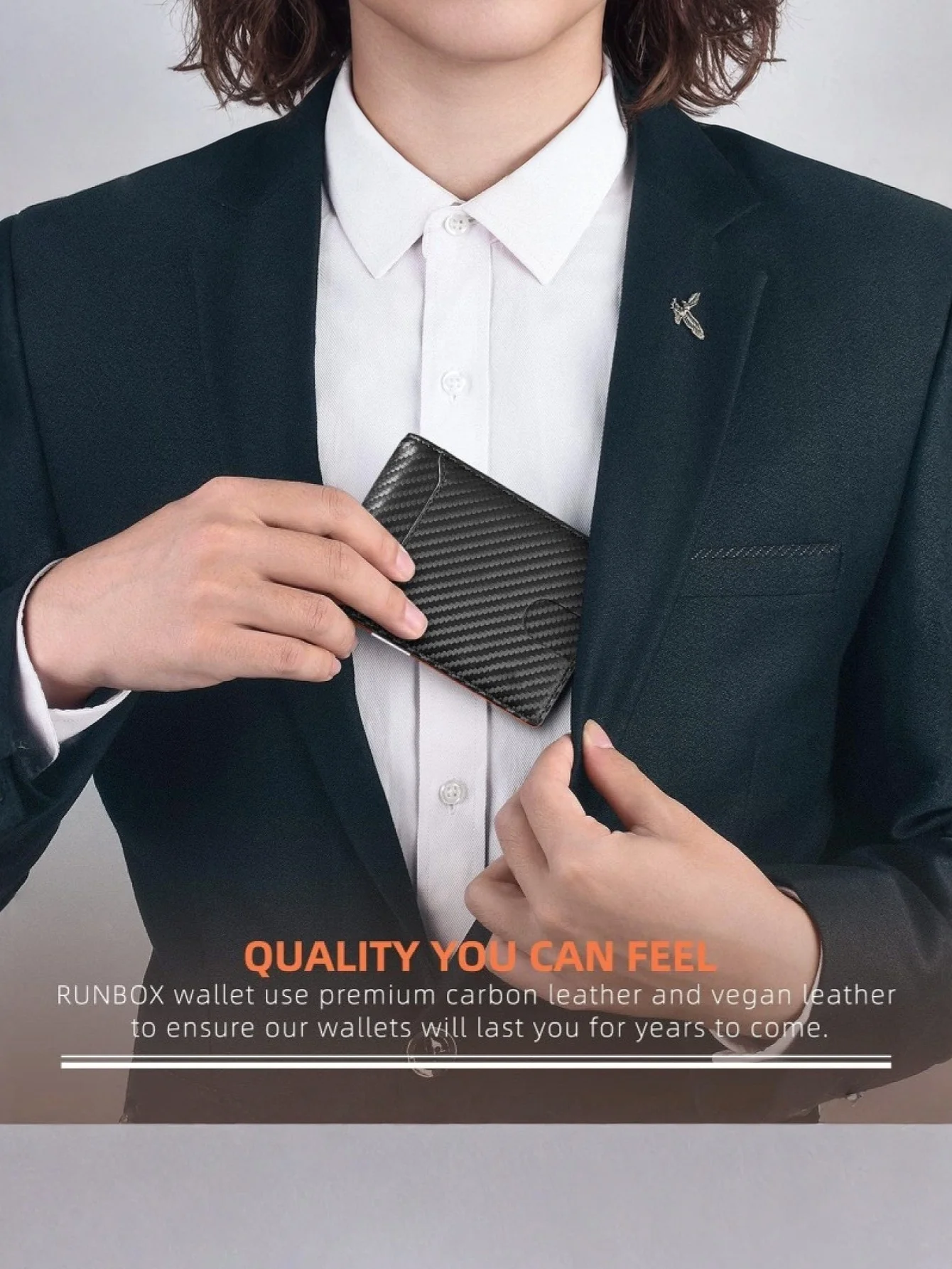 1-Pack | Carbon Fiber Ultra-Thin Men's Wallet RFID Shielding + 11 Card Slots + Transparent Window