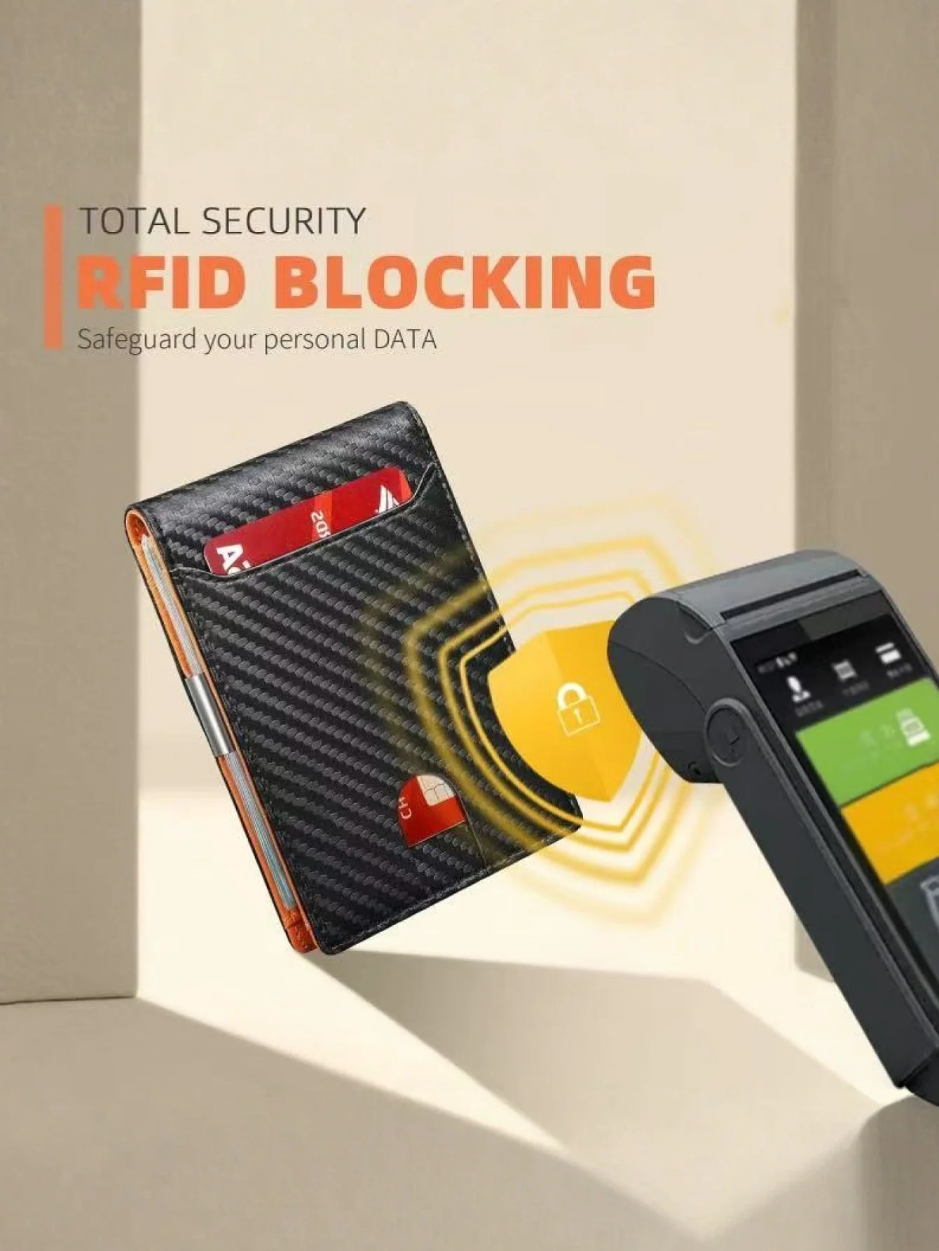 1-Pack | Carbon Fiber Ultra-Thin Men's Wallet RFID Shielding + 11 Card Slots + Transparent Window