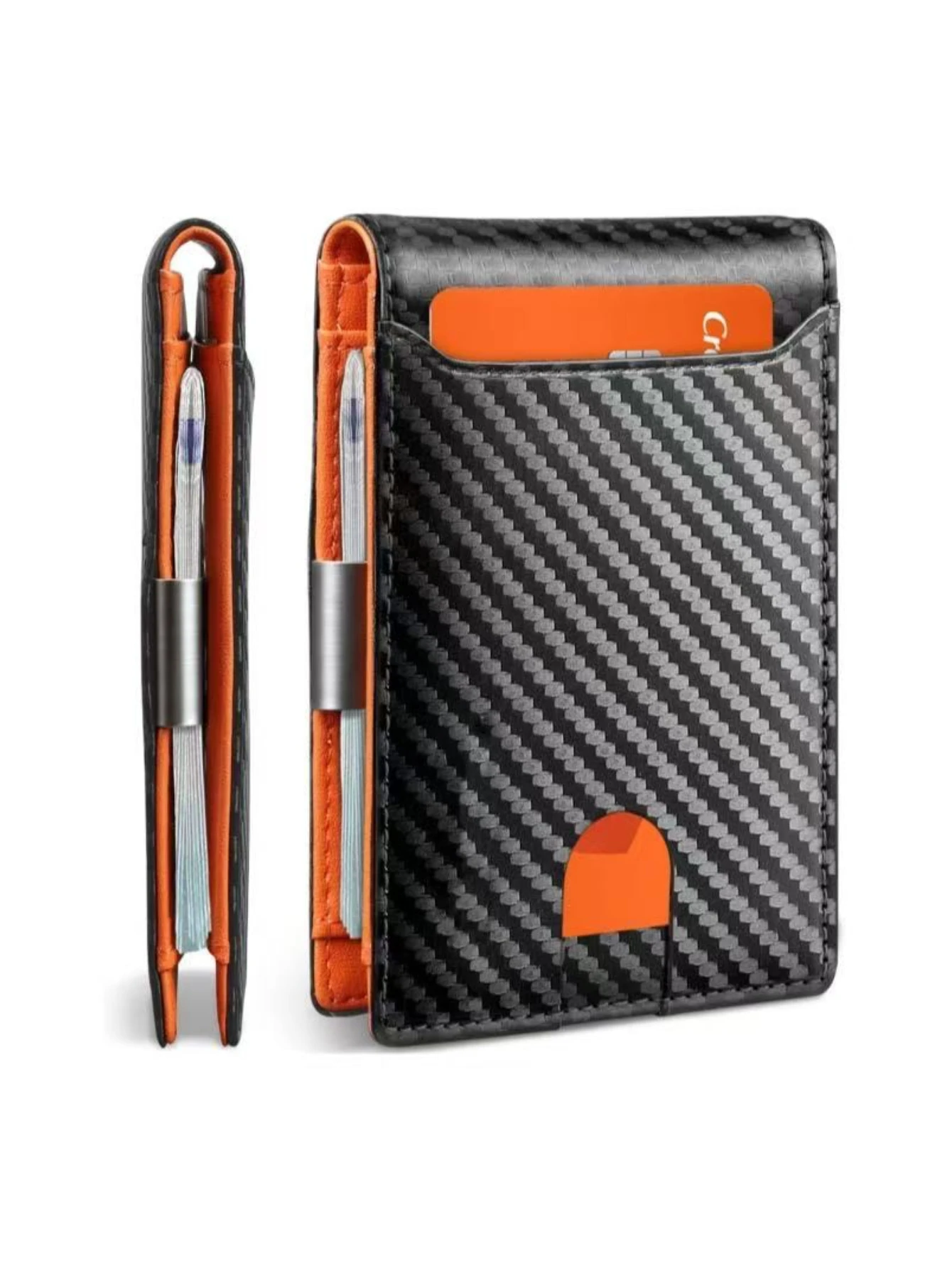 1-Pack | Carbon Fiber Ultra-Thin Men's Wallet RFID Shielding + 11 Card Slots + Transparent Window