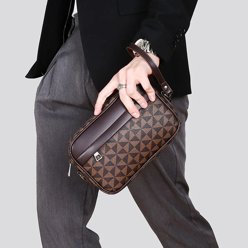 Top-quality PU Leather Men Waist Packs Business Crossbody Bags for Male Fashion Travel Storage Phone Shoulder Bags Clutch Bag