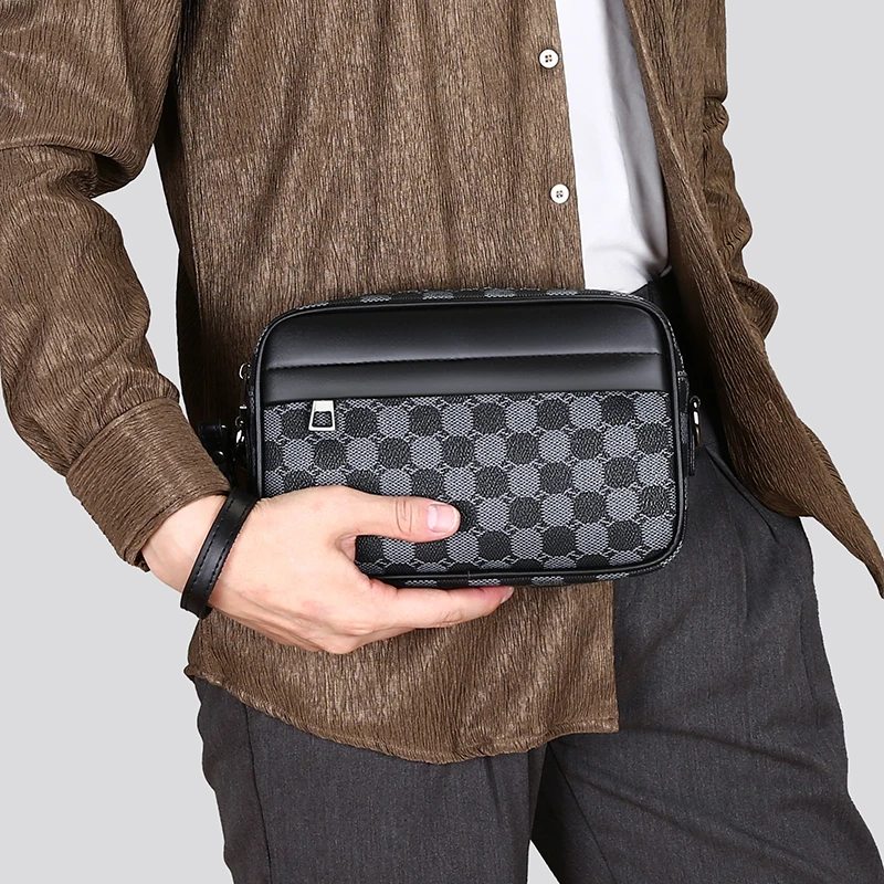 Top-quality PU Leather Men Waist Packs Business Crossbody Bags for Male Fashion Travel Storage Phone Shoulder Bags Clutch Bag