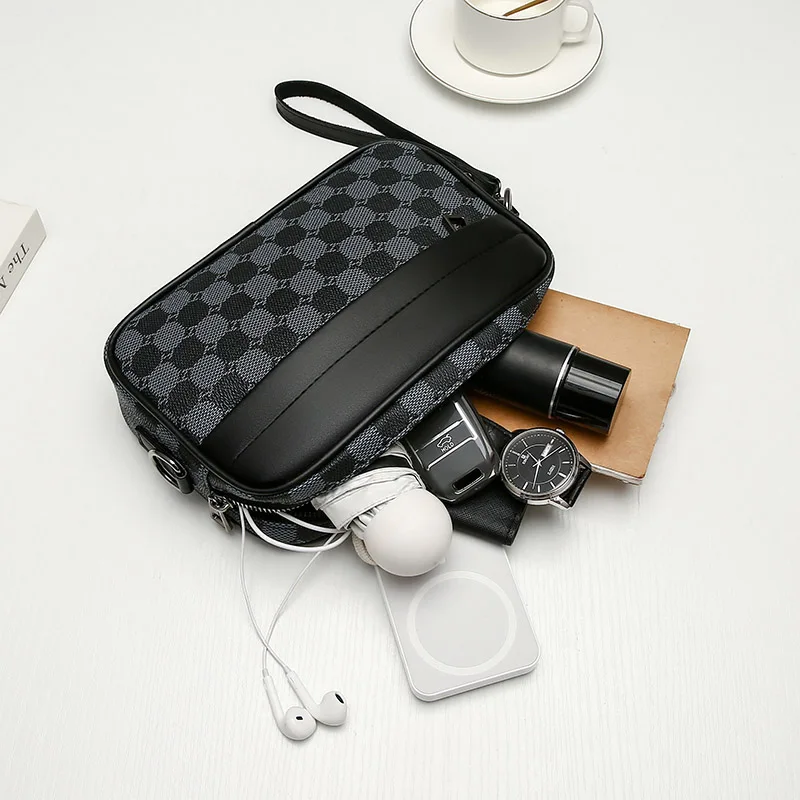 Top-quality PU Leather Men Waist Packs Business Crossbody Bags for Male Fashion Travel Storage Phone Shoulder Bags Clutch Bag
