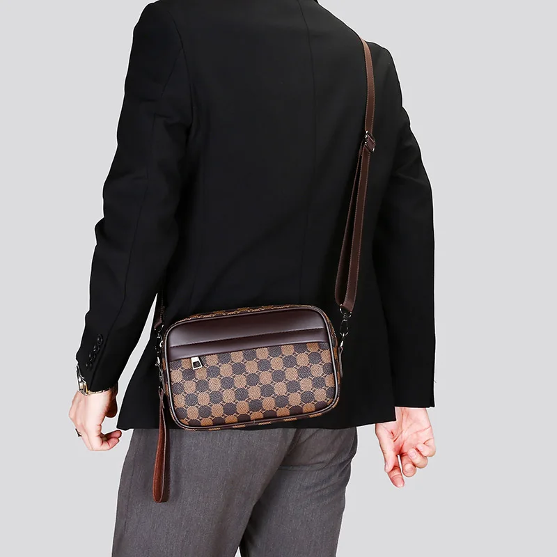 Top-quality PU Leather Men Waist Packs Business Crossbody Bags for Male Fashion Travel Storage Phone Shoulder Bags Clutch Bag
