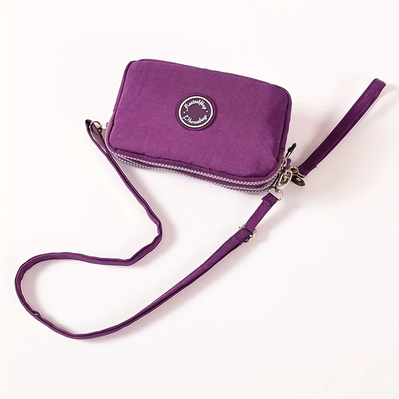 Fashion ladies crossbody bag large capacity single shoulder bag with three zippers phone and loose change storage bag