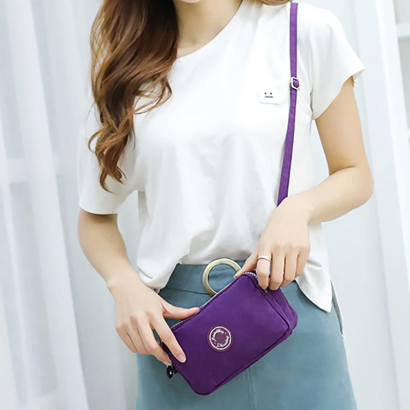 Fashion ladies crossbody bag large capacity single shoulder bag with three zippers phone and loose change storage bag