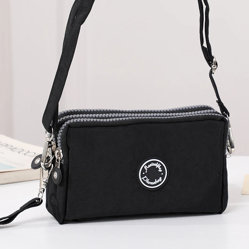 Fashion ladies crossbody bag large capacity single shoulder bag with three zippers phone and loose change storage bag