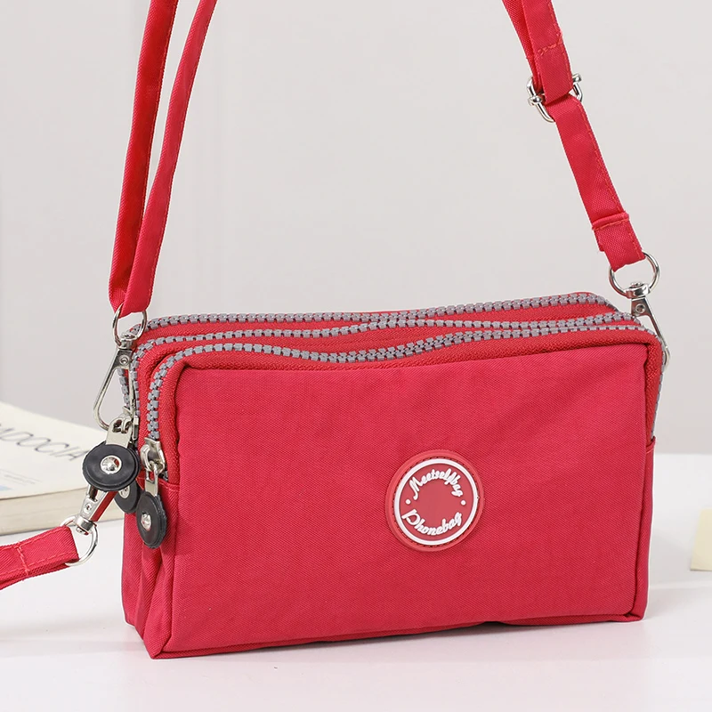 Fashion ladies crossbody bag large capacity single shoulder bag with three zippers phone and loose change storage bag