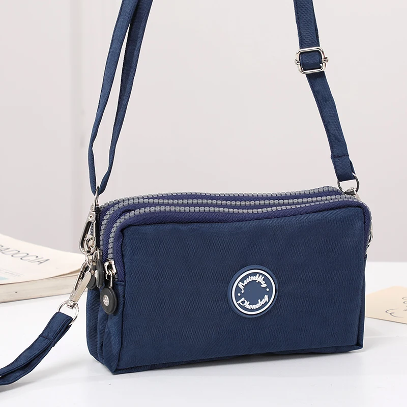 Fashion ladies crossbody bag large capacity single shoulder bag with three zippers phone and loose change storage bag