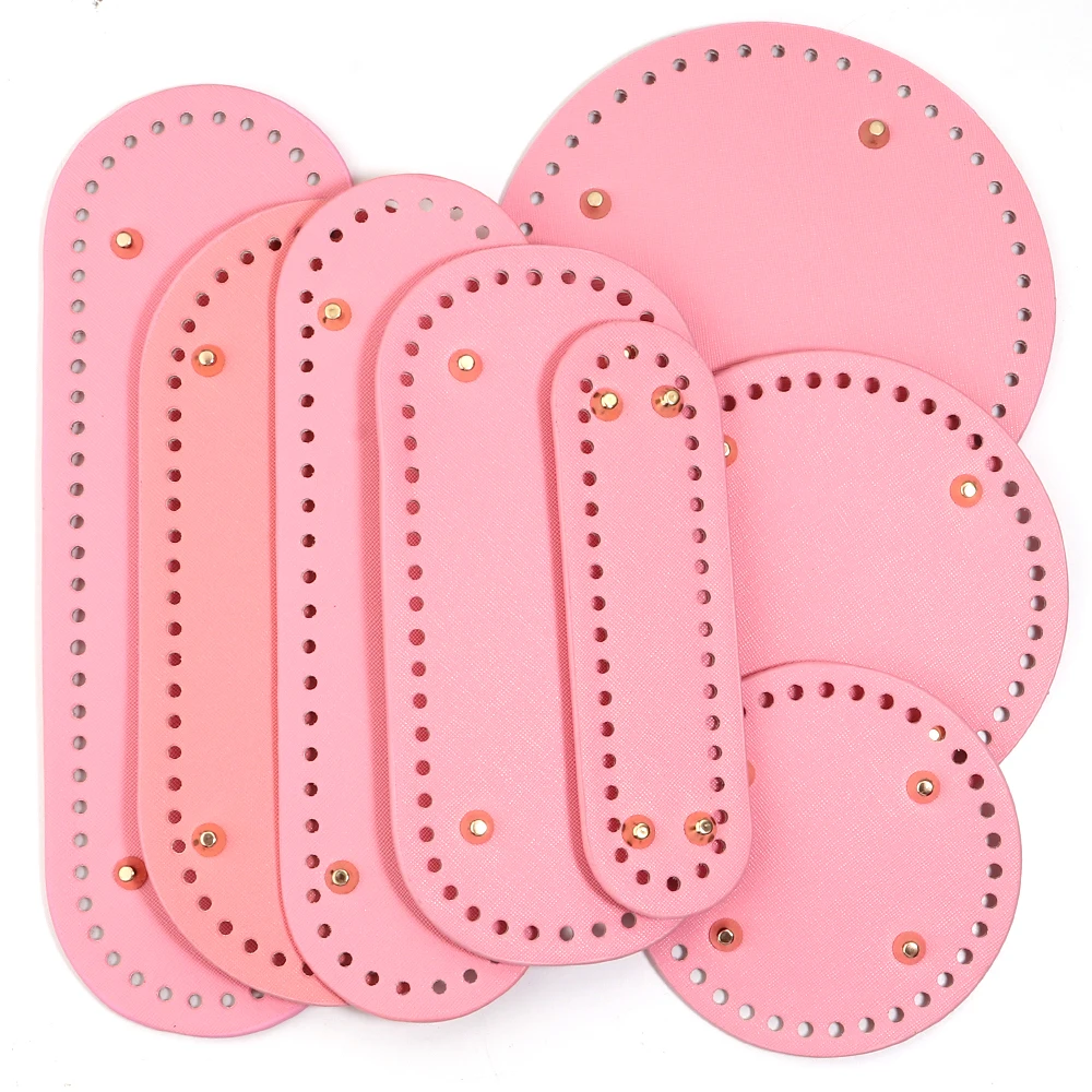 Handmade Oval Bottom for Knitted Bag PU Leather Pad Handcraft Bag Base With Holes DIY Crochet Bag Bottom Accessories