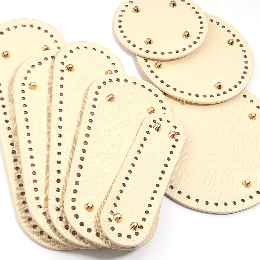 Handmade Oval Bottom for Knitted Bag PU Leather Pad Handcraft Bag Base With Holes DIY Crochet Bag Bottom Accessories