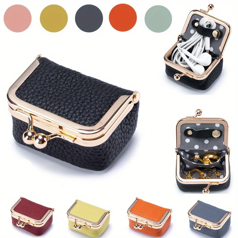 2026 New Women's Solid Color Imitation PU Leather Jewelry Box Ring Necklace Earring Storage Mini Coin Wallet
