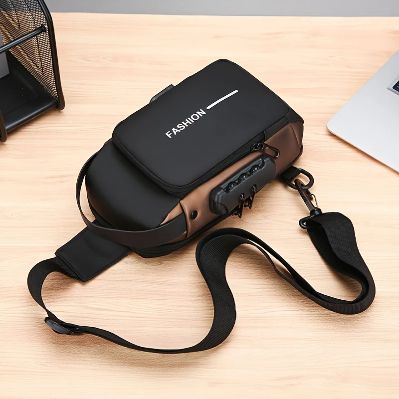 Sac à bandoulière élégant Pour Hommes – Tissu Oxford Durable, Sac De Poitrine à bandoulière Avec Poche Pour téléphone, Fermeture