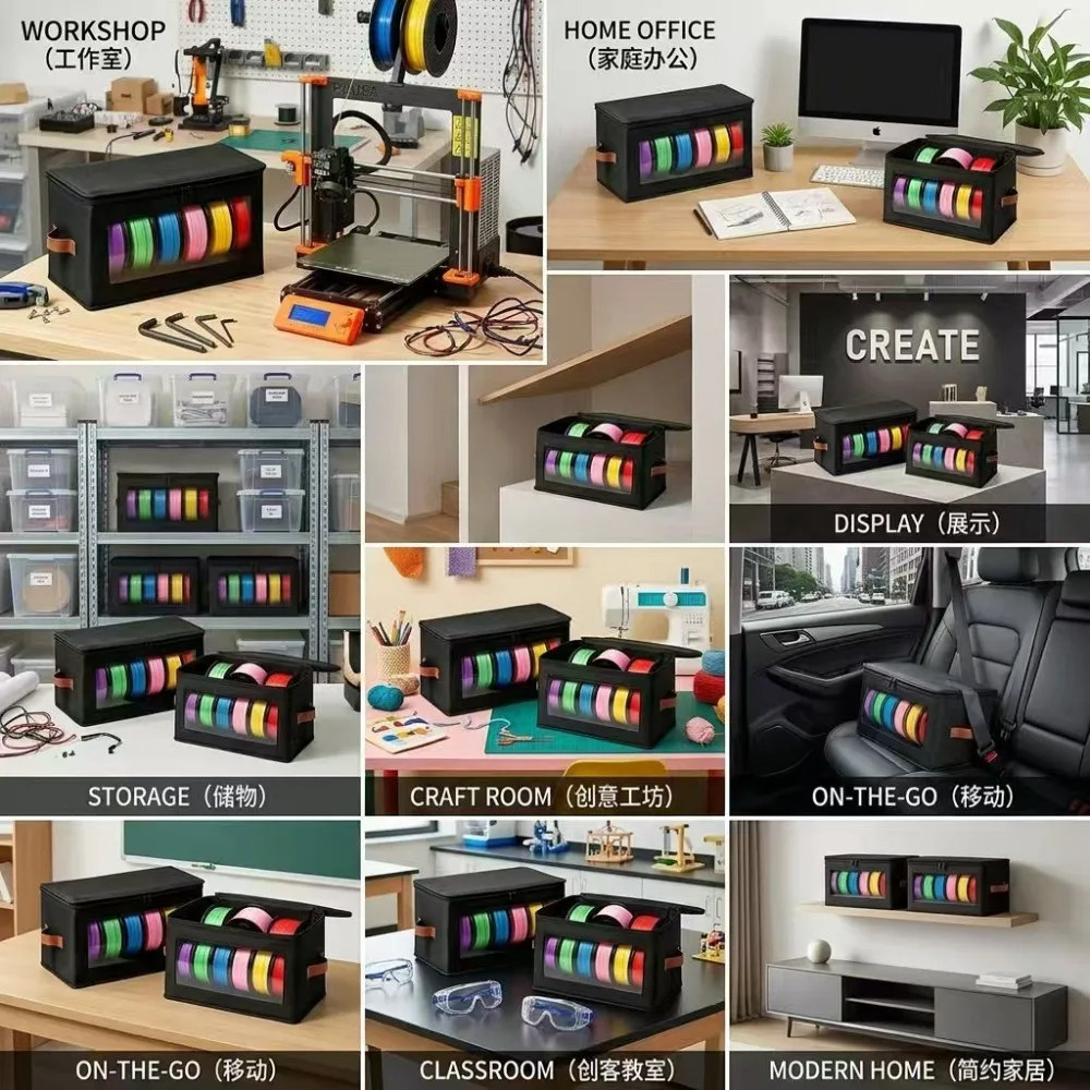 3D Printer Filament Storage Bag Non-Woven Fabric Transparent Window Dustproof Moisture Resistant Organizer For Workshop Home