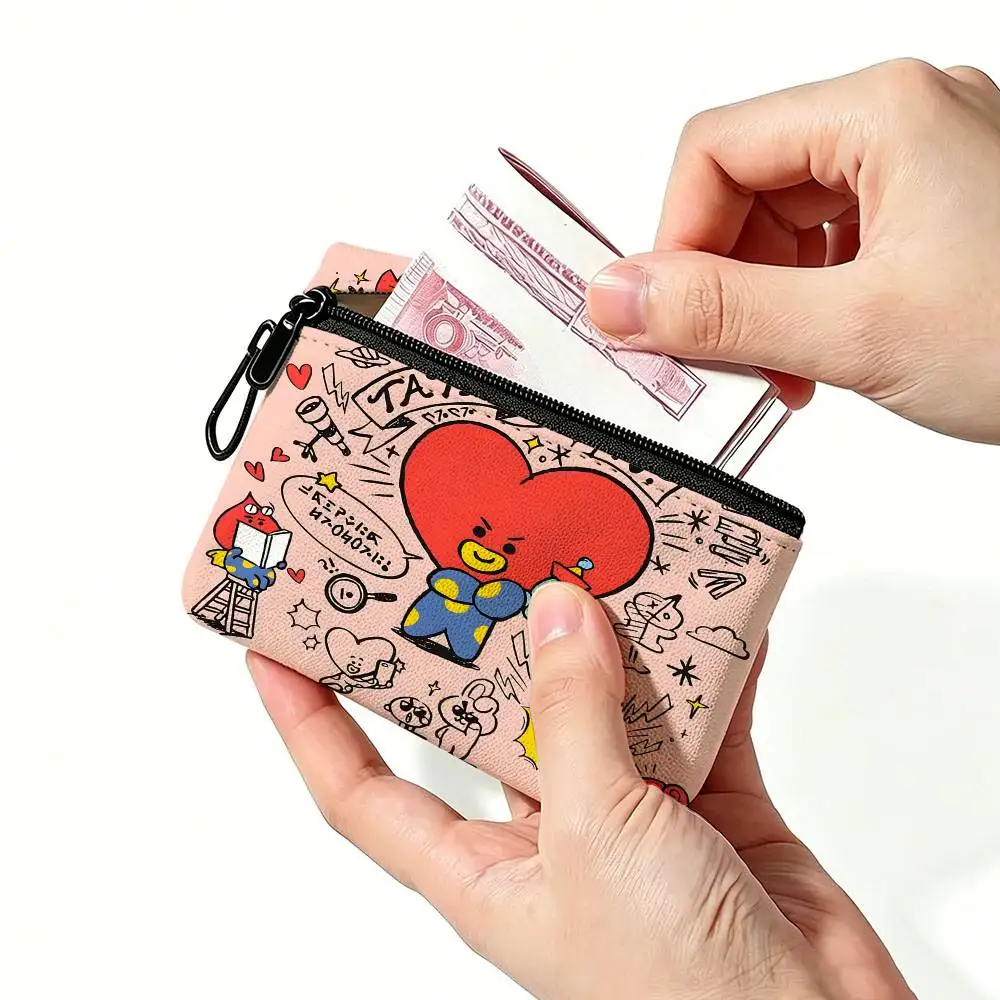 Cute BT21 Daily Carry Oxford Fabric Small Coin Purse Multi-use Storage Pouch For Keys Cards Coins