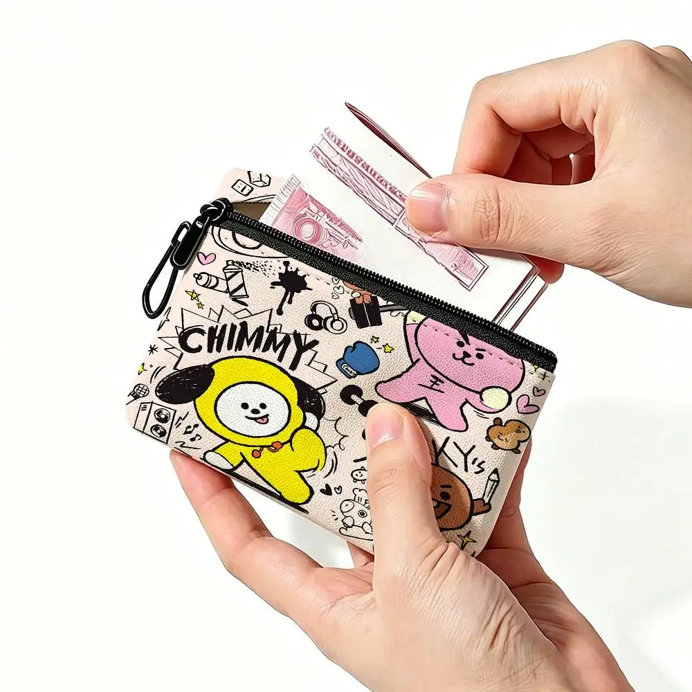 Cute BT21 Daily Carry Oxford Fabric Small Coin Purse Multi-use Storage Pouch For Keys Cards Coins