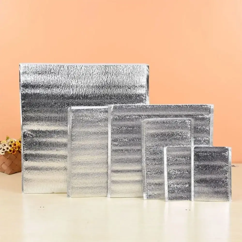 50Pcs/Pack Ice Cold Warm Aluminum Foil Bag Delivery Carrier Drink Storage Insulation Bag Food Thermal Packing Cooler Bag