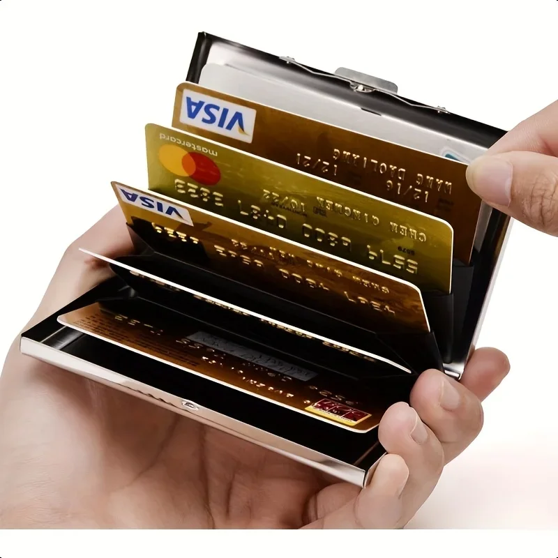 RFID Credit Card Holder, Metal Credit Card Wallet with 6 or 10 Slots Blocking Protector for Men and Women's Safety Purse