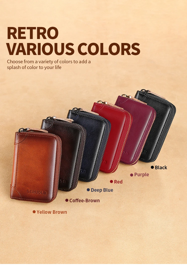 Men's Genuine Leather Large Capacity Multi-Slot Card Holder with Driver’s License Case, New Gradient Color Design, RFID Blocking