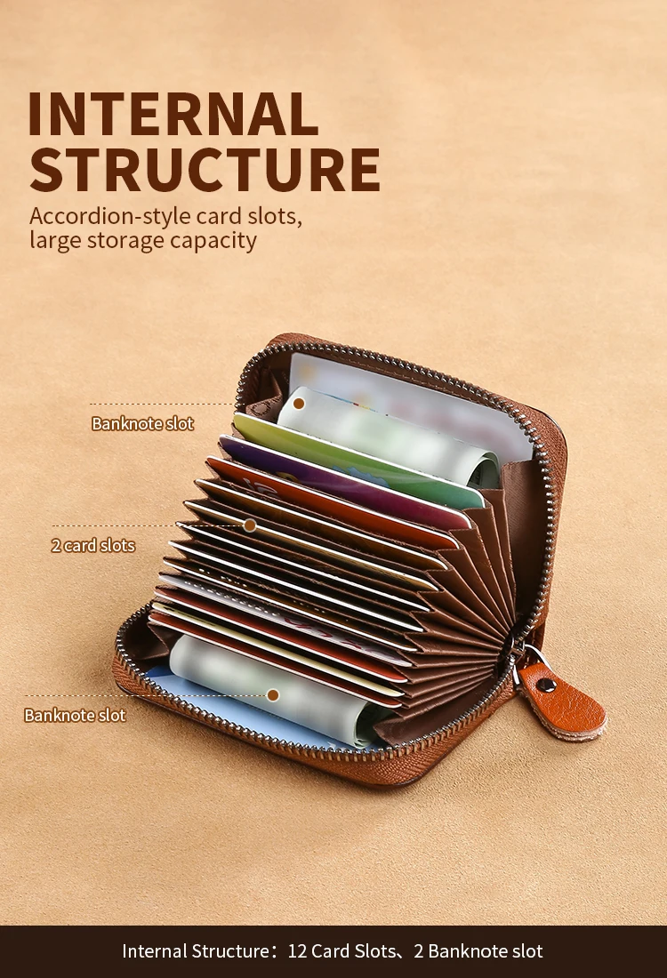 Men's Genuine Leather Large Capacity Multi-Slot Card Holder with Driver’s License Case, New Gradient Color Design, RFID Blocking