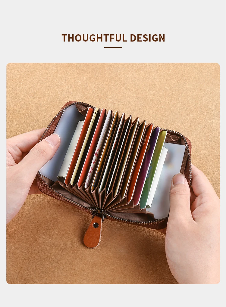 Men's Genuine Leather Large Capacity Multi-Slot Card Holder with Driver’s License Case, New Gradient Color Design, RFID Blocking