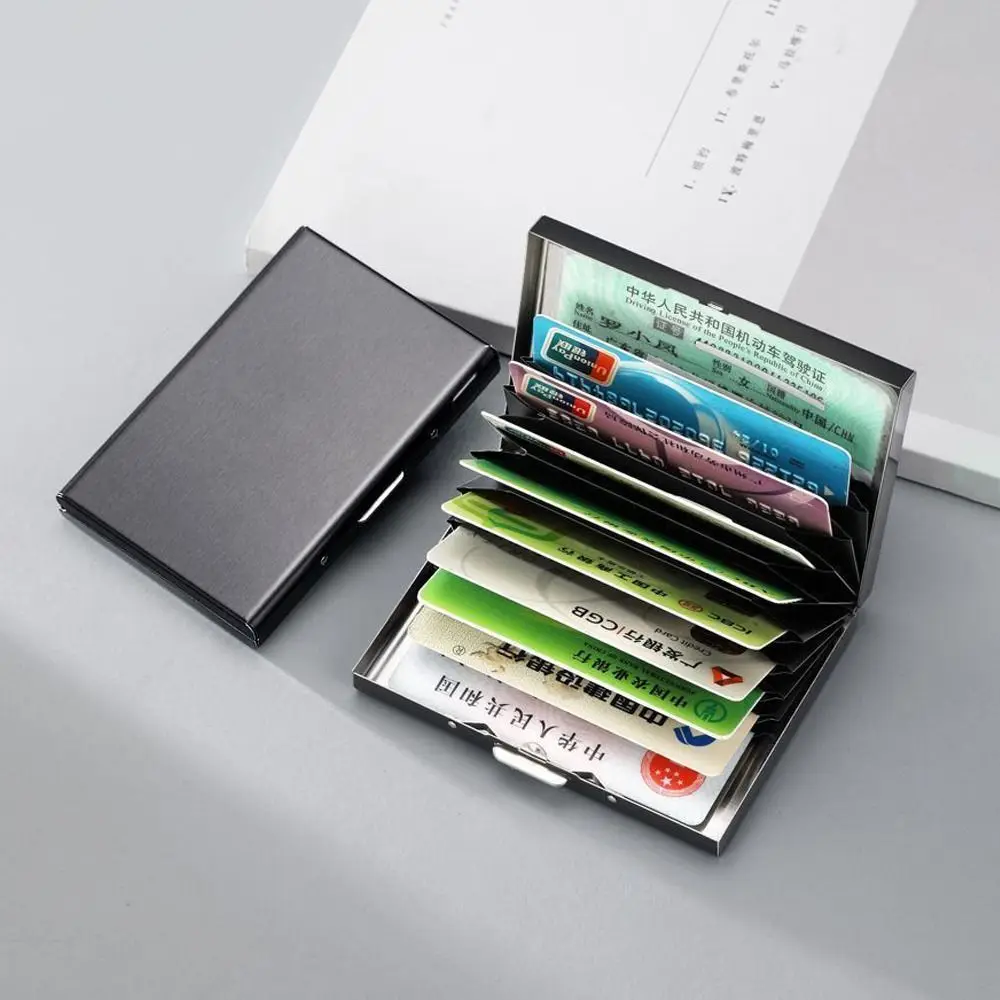 Stainless Credit Card Holder 10 Slots Men Slim Anti RFID Travel ID Cardholder Debit Box Women Wallet Metal Case Porte Carte