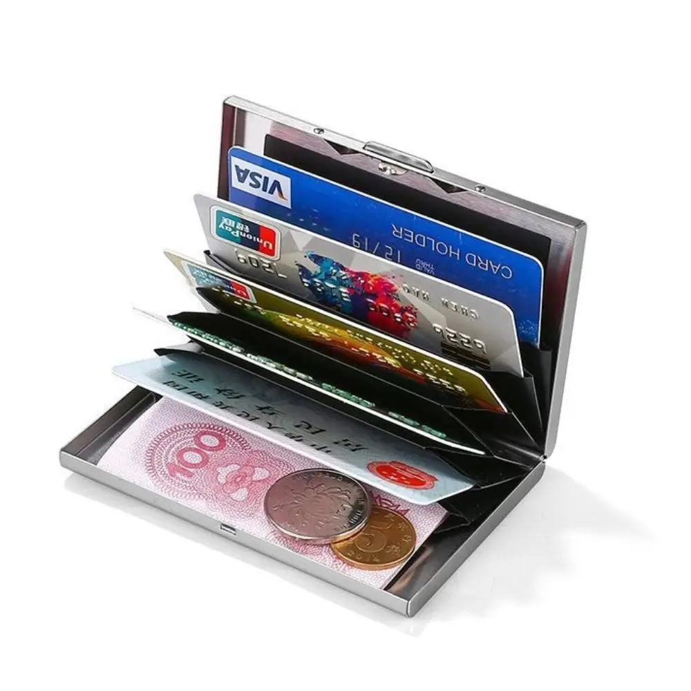 Stainless Credit Card Holder 10 Slots Men Slim Anti RFID Travel ID Cardholder Debit Box Women Wallet Metal Case Porte Carte