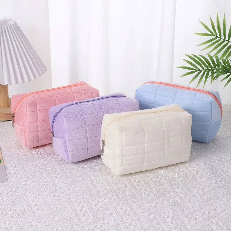 Suede Cosmetic Bag, Large Storage Bag, Travel, Business Trip, Portable High-value Makeup Pouch Organizer Bag