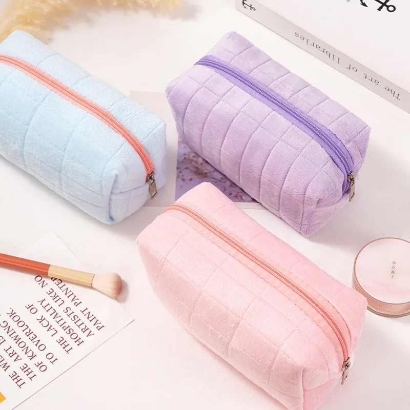Suede Cosmetic Bag, Large Storage Bag, Travel, Business Trip, Portable High-value Makeup Pouch Organizer Bag